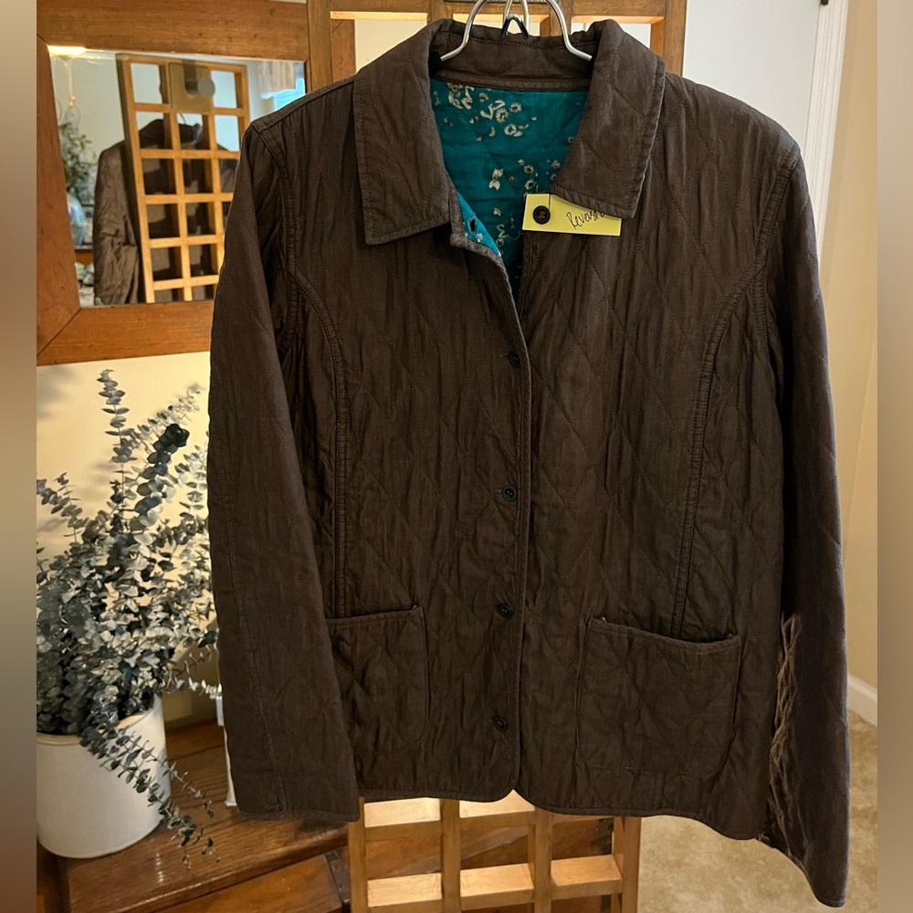 Denim & Co (Med.) quilted cotton jacket REVERSIBLE!